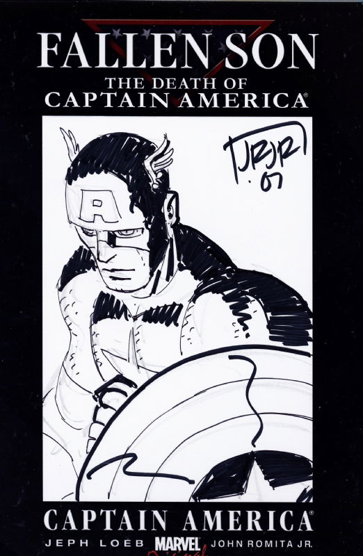 Fallen Son Blank Captain America Sketch John Romita Jr Cgc 9 8 In Daniel Partouche S